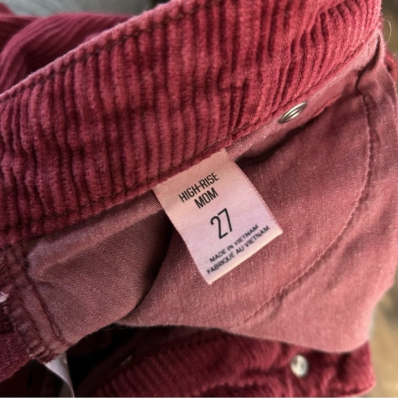 BDG Urban Outfitters Woman's High Rise Mom Red Wine Corduroy Pants Size 27 - Picture 7 of 11